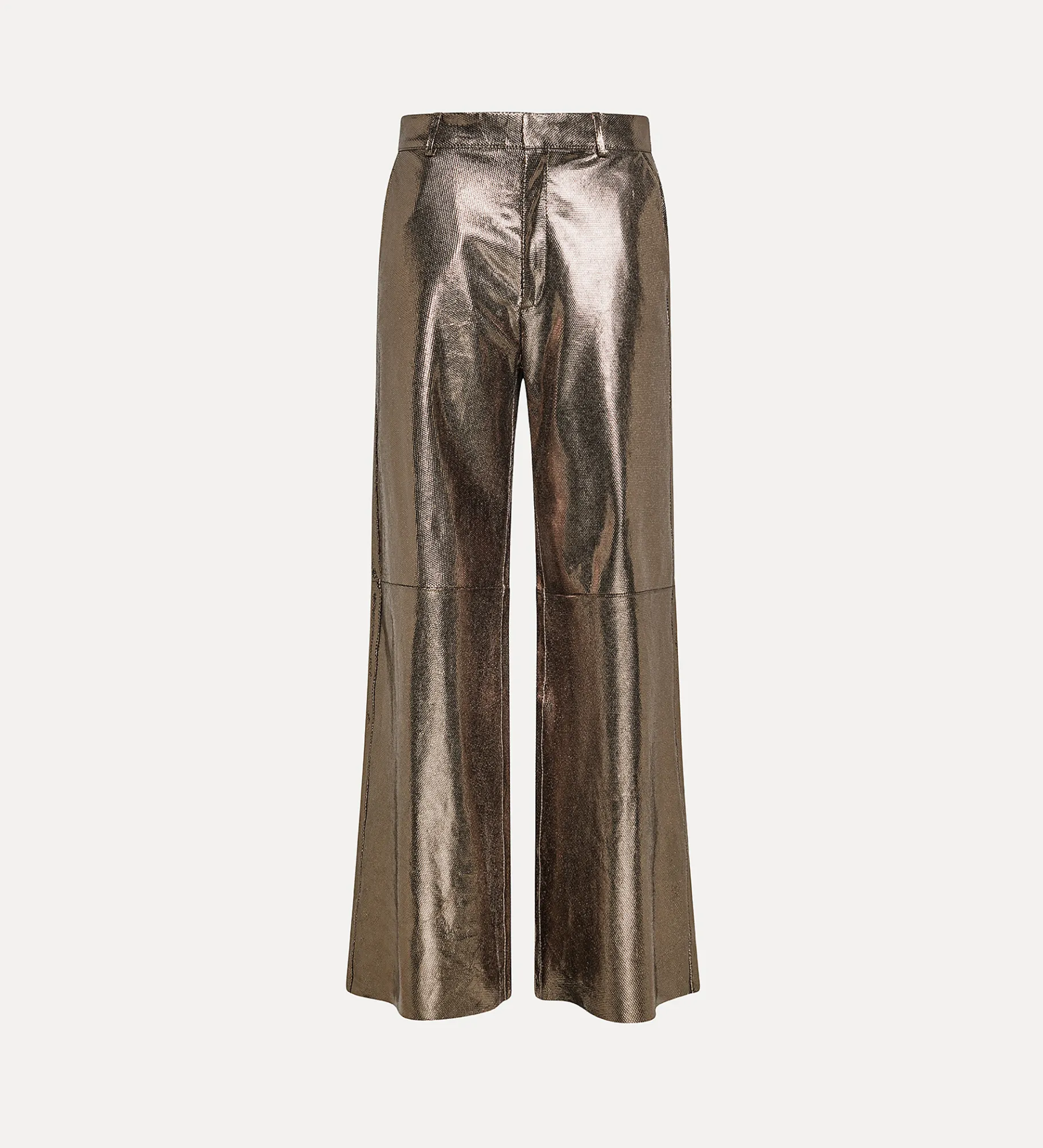 Fashion forte_forte pantalone a gamba larga in suede nido d'ape gun metal