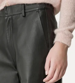 New forte_forte pantalone a gamba larga in nappa nera abisso