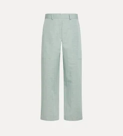 Hot forte_forte pantalone cargo in misto lino azzurro breeze