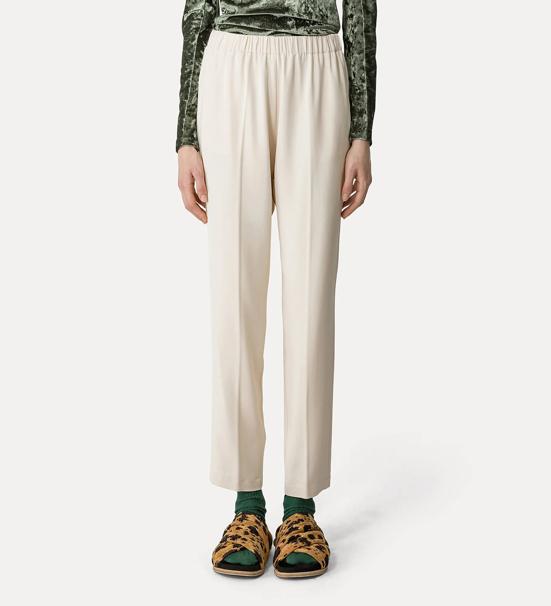 Fashion forte_forte pantalone essential in cady crêpe stretch ivory
