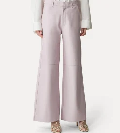 Outlet forte_forte pantalone gamba larga in nappa oyster