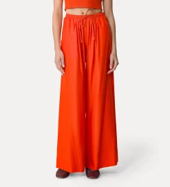 Hot forte_forte pantalone in seta con coulisse papavero