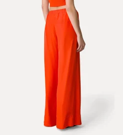 Hot forte_forte pantalone in seta con coulisse papavero