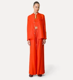 Hot forte_forte pantalone in seta con coulisse papavero