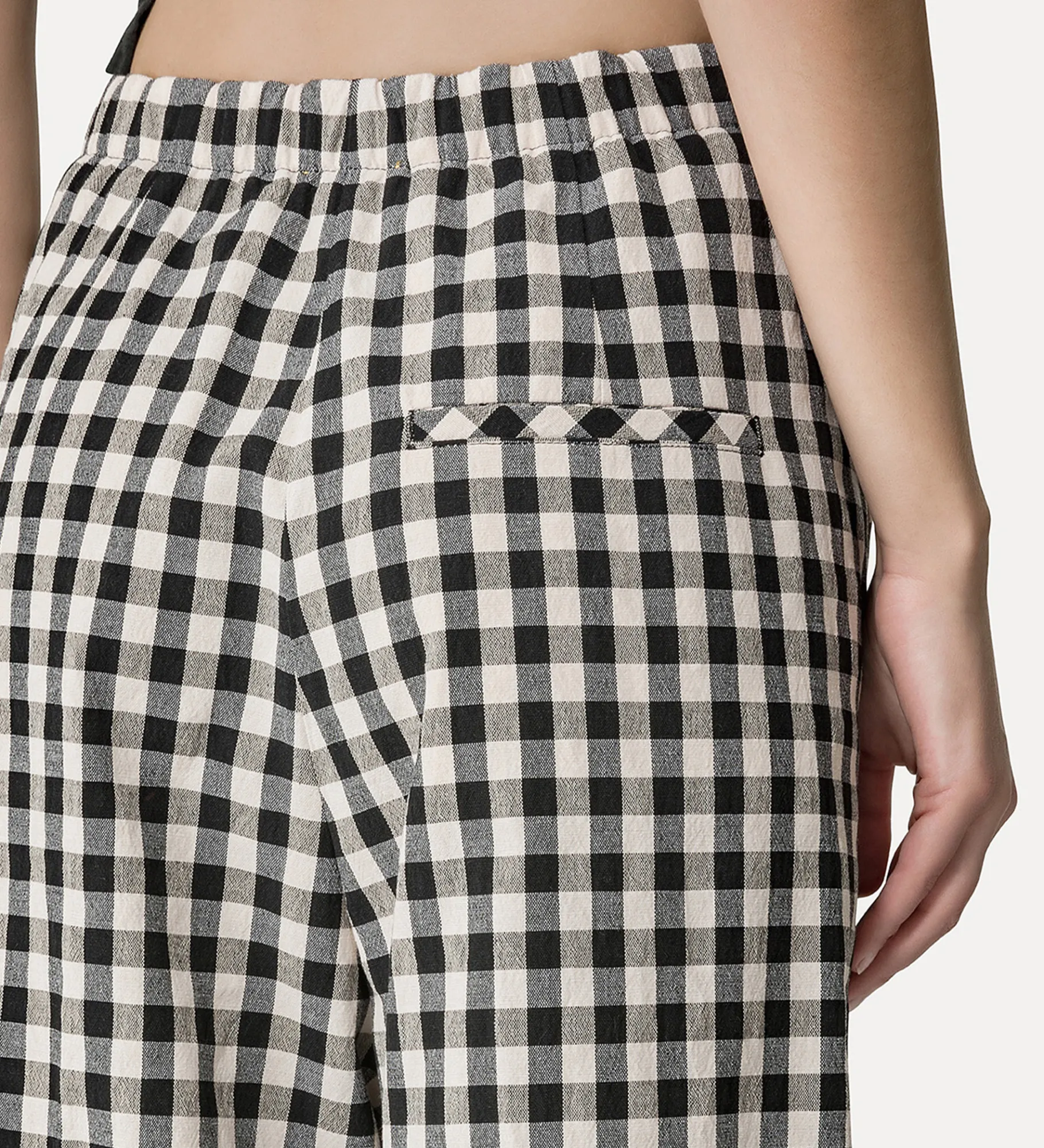 Fashion forte_forte pantalone palazzo in vichy di cotone abisso