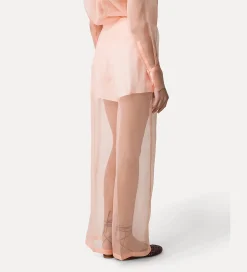 Hot forte_forte pantalone wide leg in organza di seta pesco