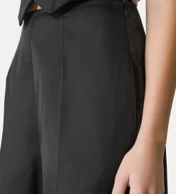 Outlet forte_forte pantalone wide leg in organza di seta noir