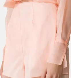 Hot forte_forte pantalone wide leg in organza di seta pesco