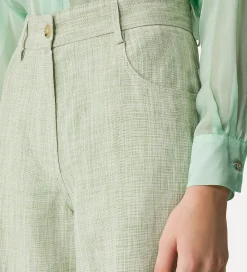 New forte_forte pantaloni 5 tasche donna fil à fil aloe