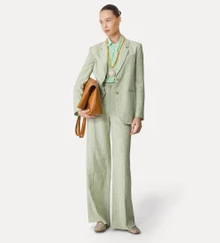 New forte_forte pantaloni 5 tasche donna fil à fil aloe