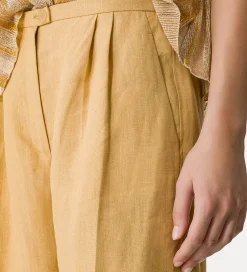 Online forte_forte pantaloni con pence in lino grano