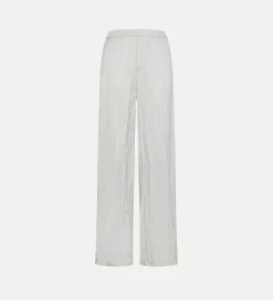 New forte_forte pantaloni flared in cotone crinckle madreperla