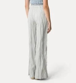 New forte_forte pantaloni flared in cotone crinckle madreperla