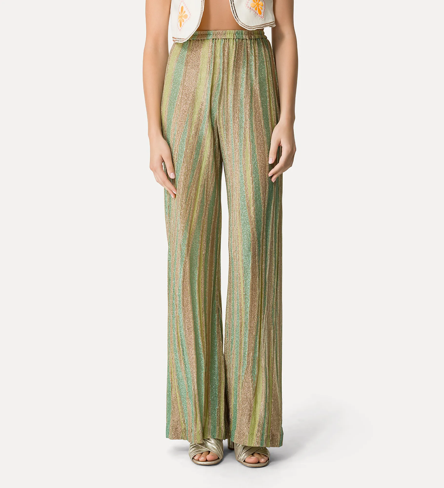 Clearance forte_forte pantaloni flared in jacquard lurex clorofilla