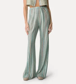 Sale forte_forte pantaloni flared in jacquard lurex acqua