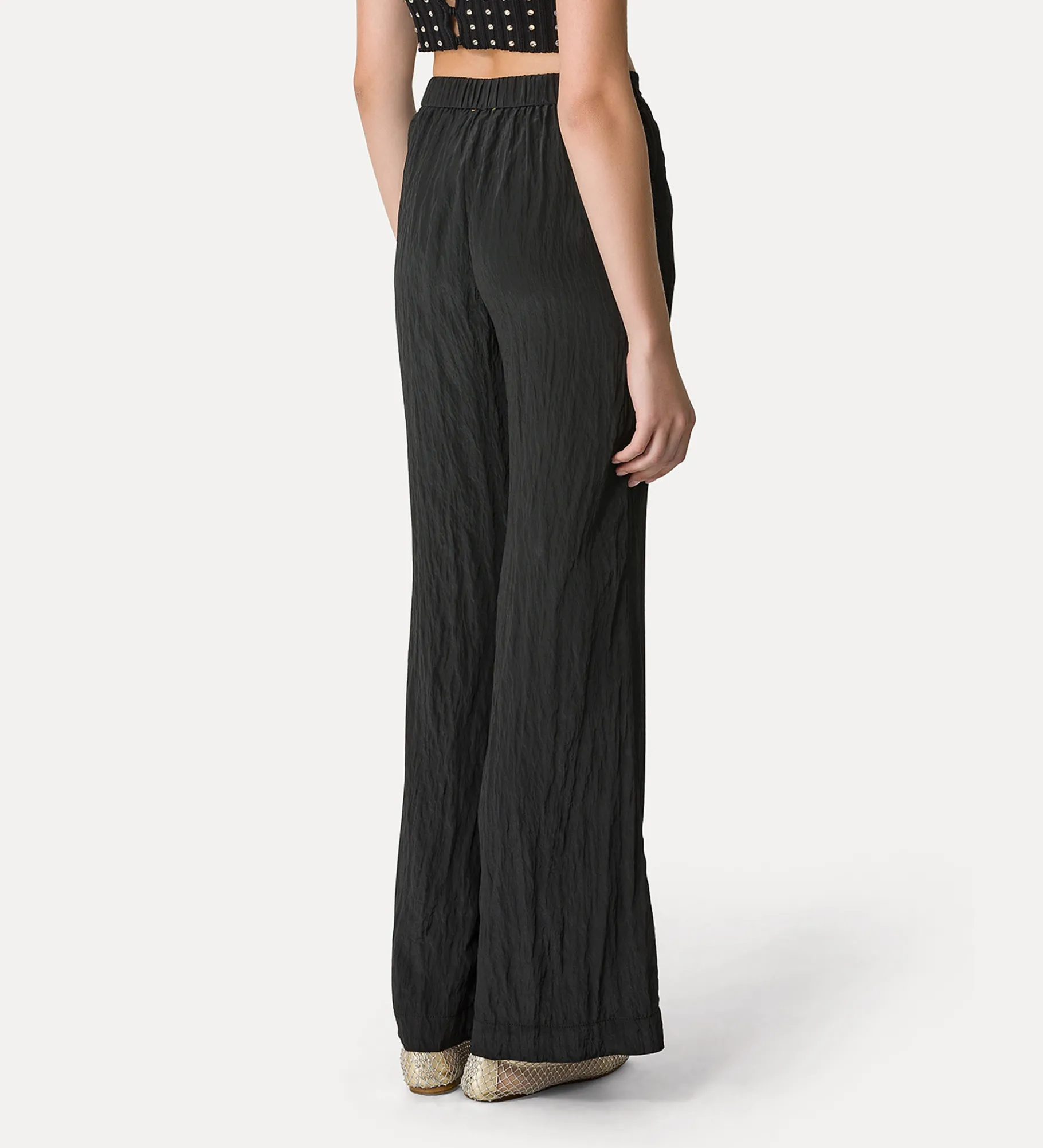 Clearance forte_forte pantaloni flared in satin noir