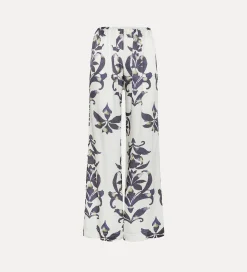Hot forte_forte pantaloni flared raso “the secret lily” orchidea