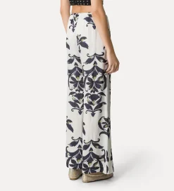 Hot forte_forte pantaloni flared raso “the secret lily” orchidea