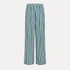 New forte_forte pantaloni palazzo in vichy pavone peacock