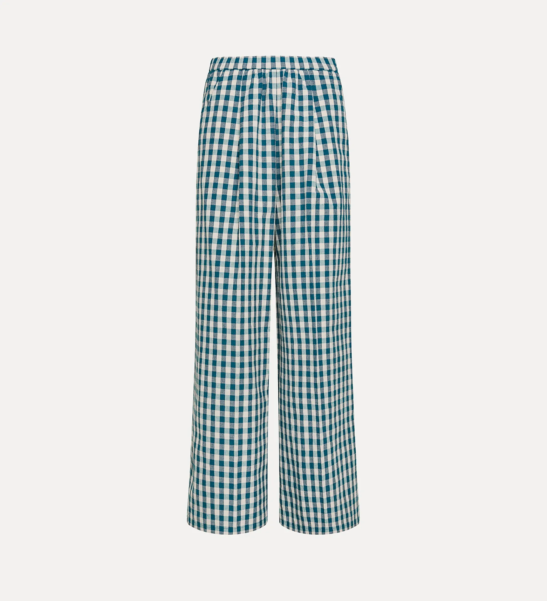 New forte_forte pantaloni palazzo in vichy pavone peacock