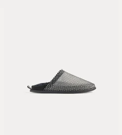 Fashion forte_forte sabot flat con rete di strass nero