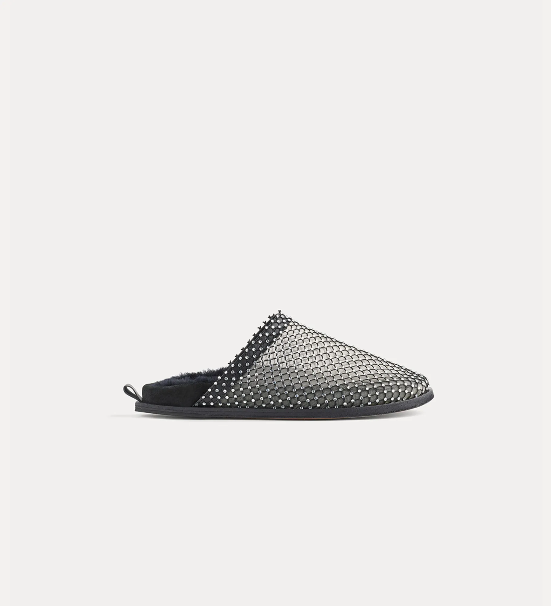 Fashion forte_forte sabot flat con rete di strass nero