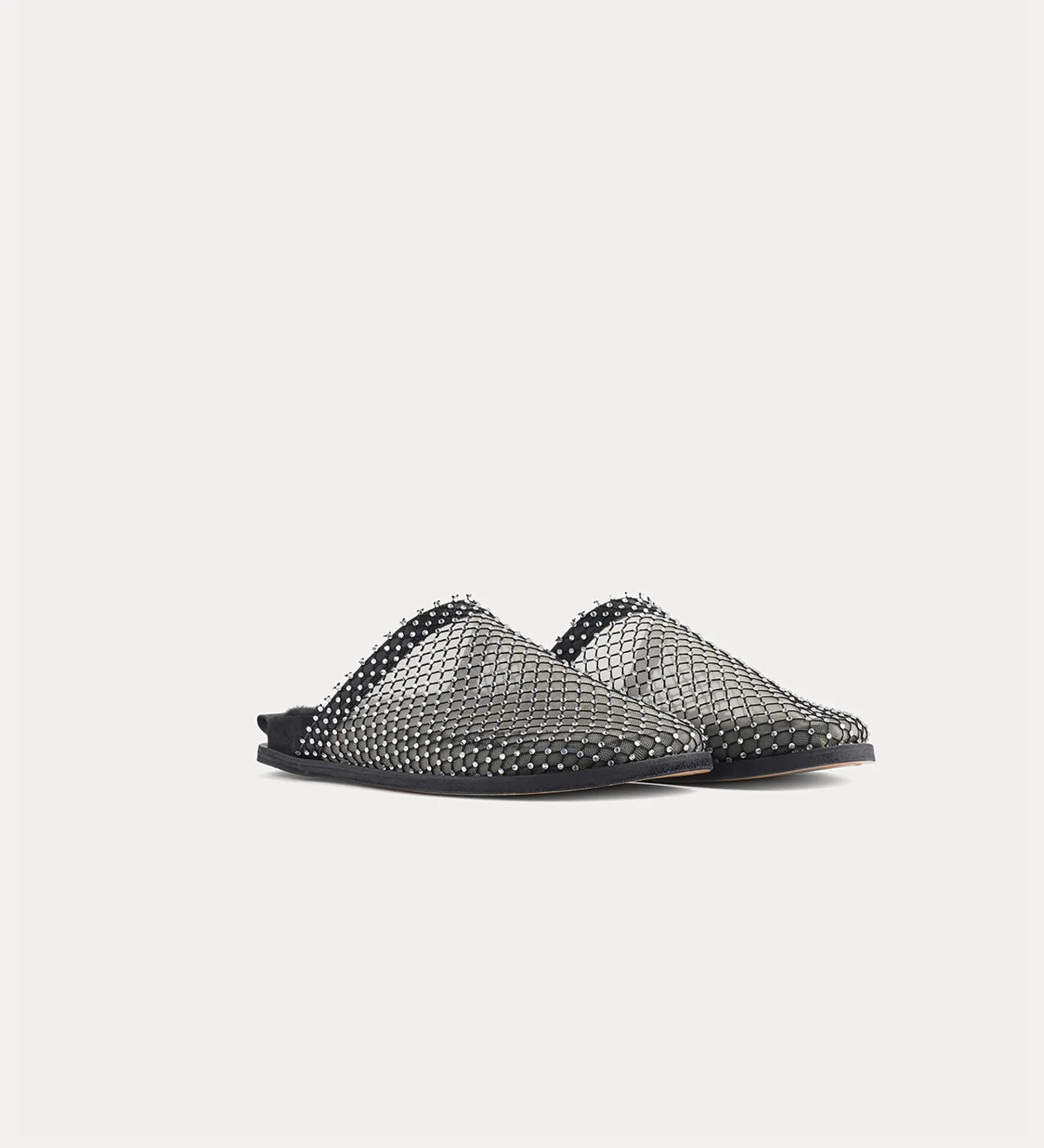 Fashion forte_forte sabot flat con rete di strass nero