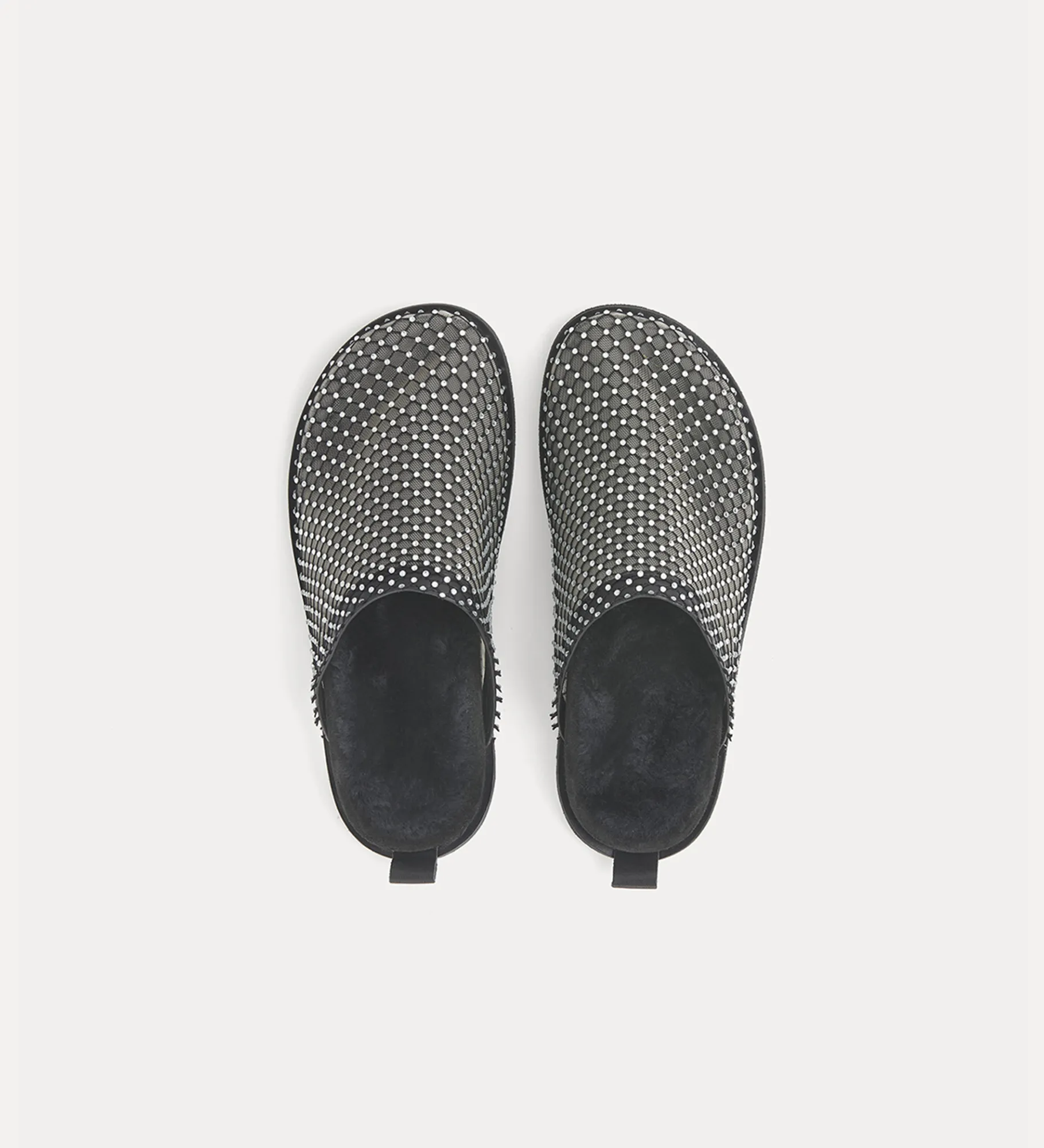 Fashion forte_forte sabot flat con rete di strass nero