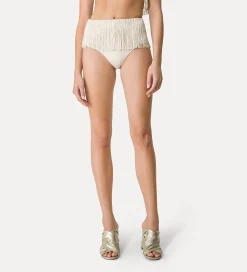 Fashion forte_forte slip a vita alta con frange orchidea