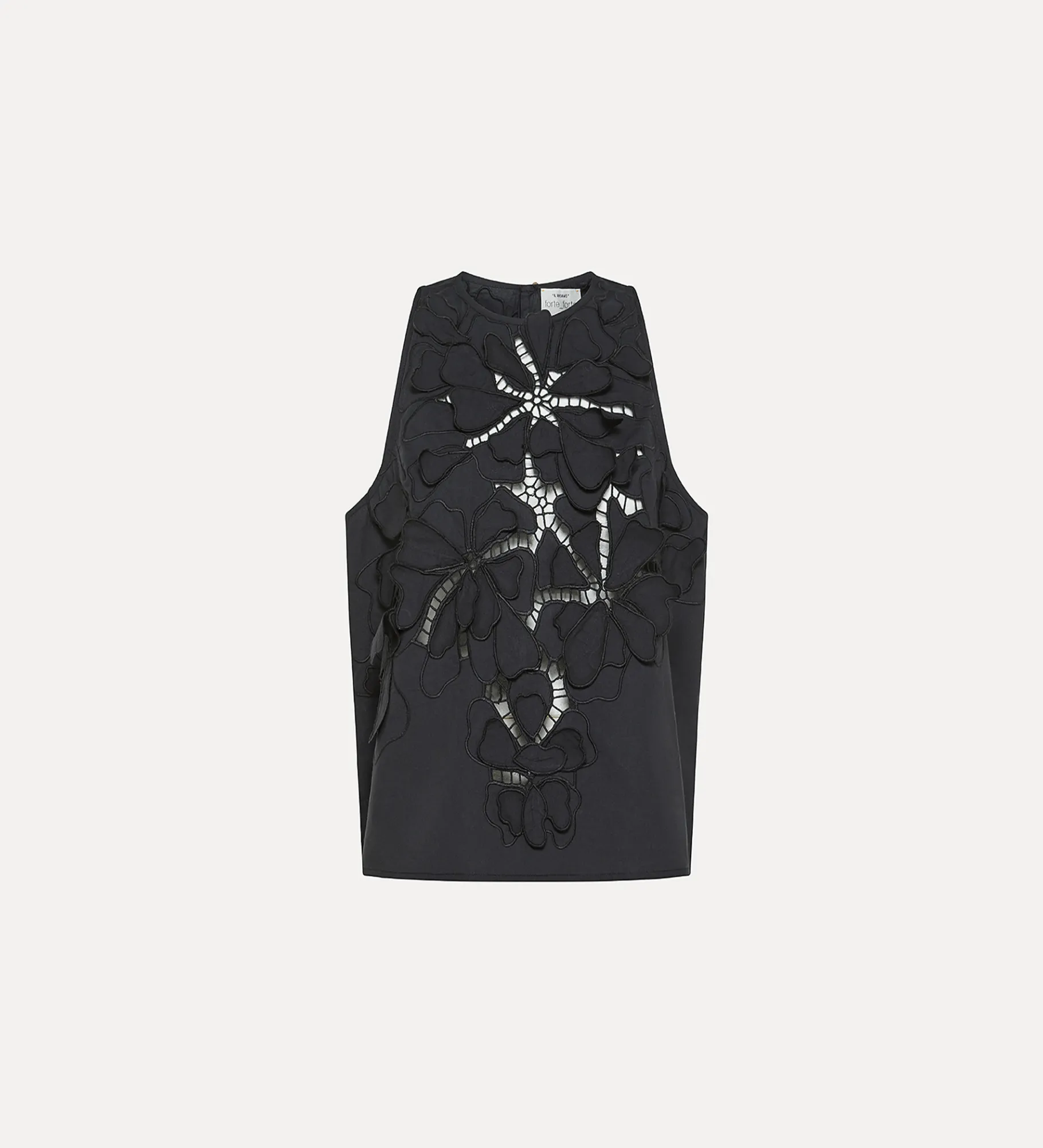 Sale forte_forte top in popeline ricamato nero nero
