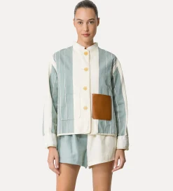 Online forte_forte work jacket in cotone e lino acqua