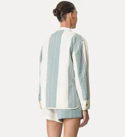 Online forte_forte work jacket in cotone e lino acqua